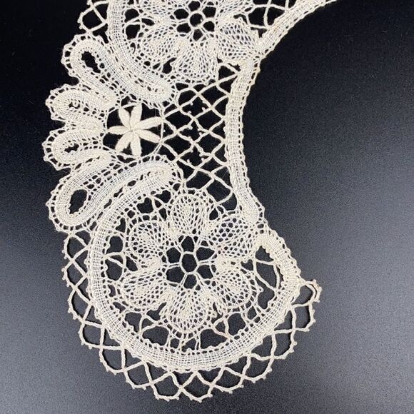 Bobbin Lace Russian Vologda Collar Vintage Linen Ivory - Picture 4 of 9